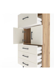 Arges Dolap Tek Raflı 4 Çekmeceli 2 Kapaklı 60x30x134 Çam-Aytaşı