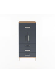 Arges Dolap Tek Raflı 4 Çekmeceli 2 Kapaklı 60x30x134 Çam-Antrasit