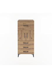 Arges Dolap Tek Raflı 4 Çekmeceli 2 Kapaklı 60x30x134 Çam-Çam