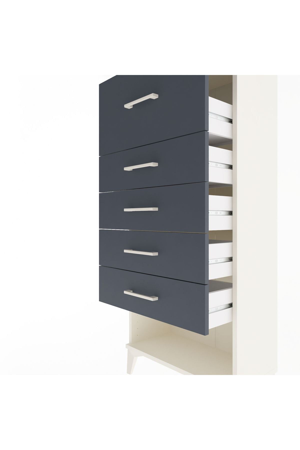 Arges Dolap 5 Çekmeceli 60x30x134 Aytaşı-Antrasit