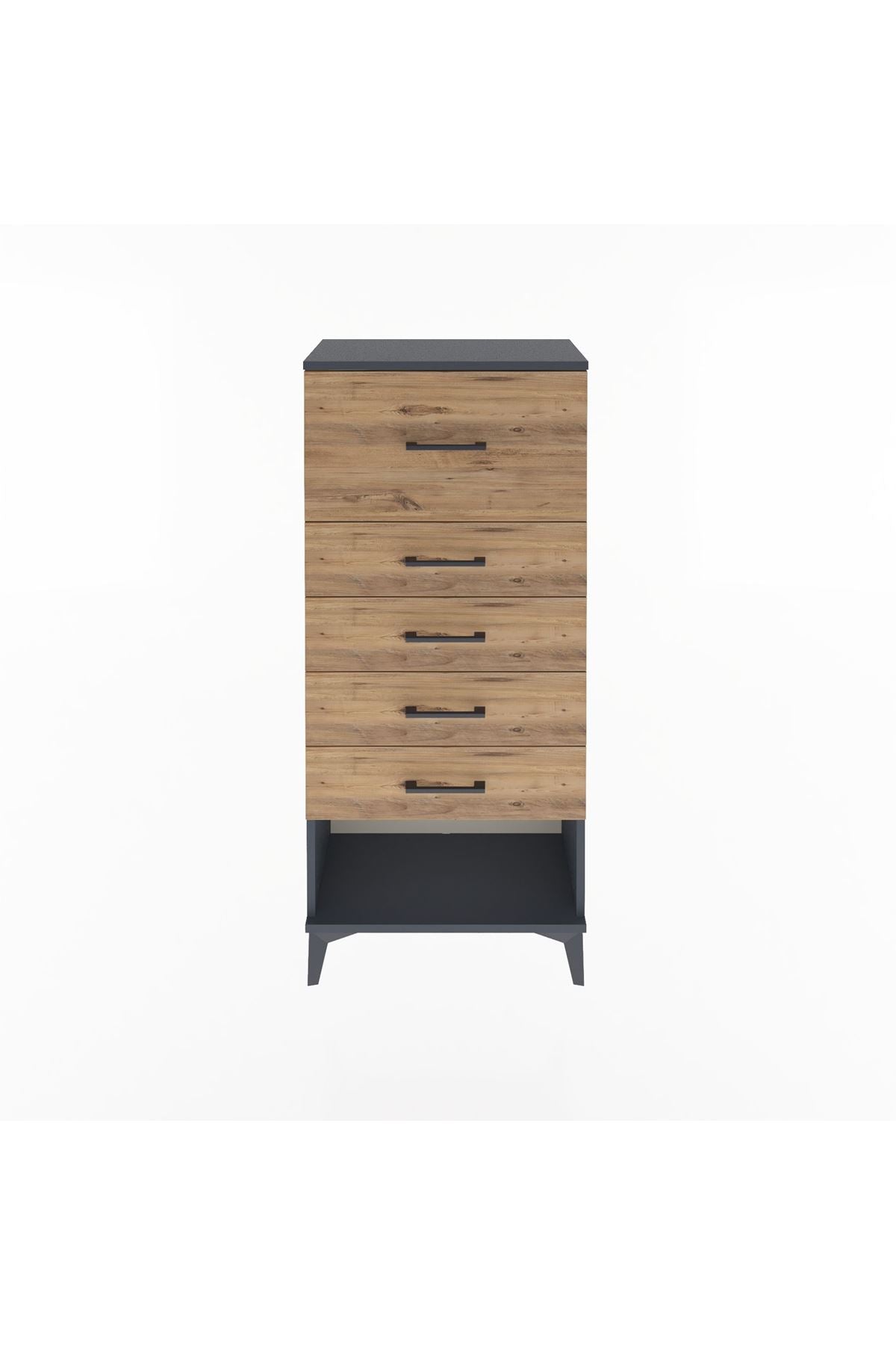 Arges Dolap 5 Çekmeceli 60x30x134 Antrasit-Çam