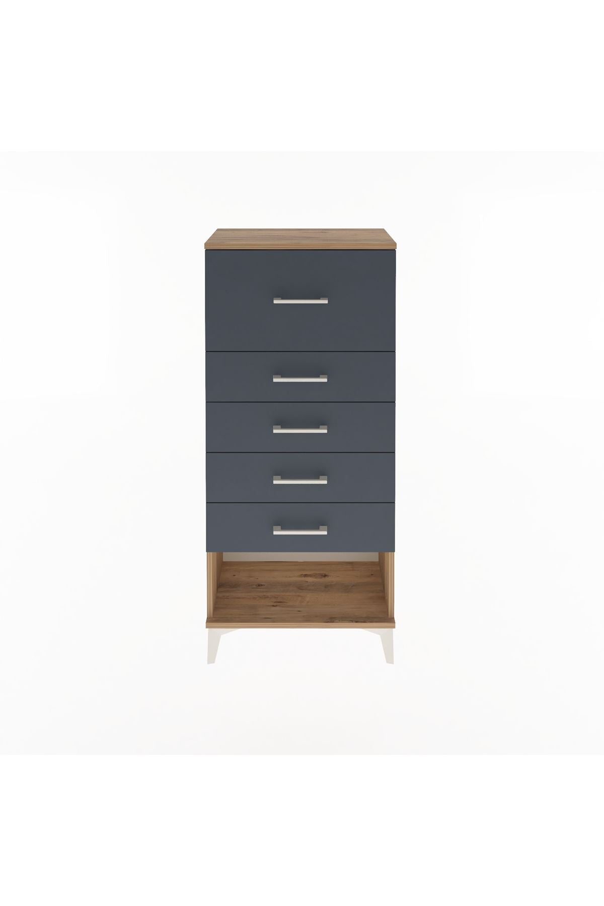 Arges Dolap 5 Çekmeceli 60x30x134 Çam-Antrasit