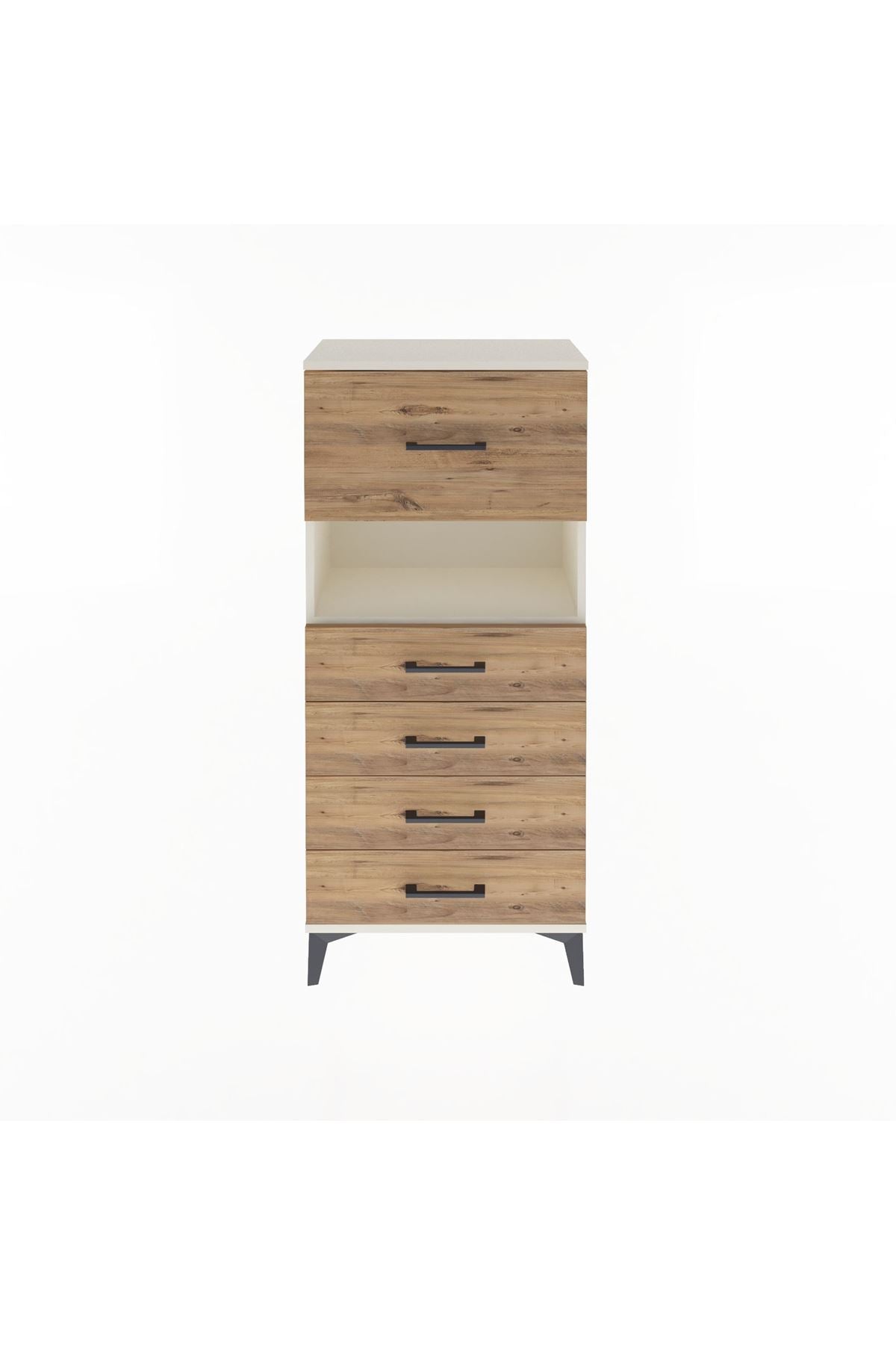 Arges Dolap Tek Raflı 5 Çekmeceli 60x30x134 Aytaşı-Çam