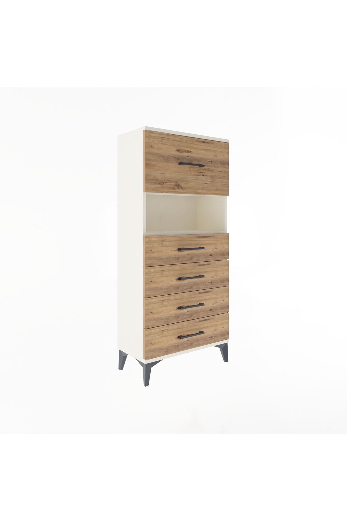 Arges Dolap Tek Raflı 5 Çekmeceli 60x30x134 Aytaşı-Çam