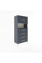 Arges Dolap Tek Raflı 5 Çekmeceli 60x30x134 Antrasit-Antrasit