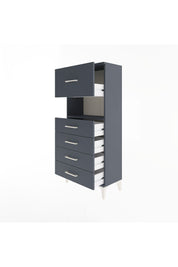 Arges Dolap Tek Raflı 5 Çekmeceli 60x30x134 Antrasit-Antrasit