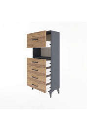 Arges Dolap Tek Raflı 5 Çekmeceli 60x30x134 Antrasit-Çam