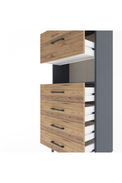 Arges Dolap Tek Raflı 5 Çekmeceli 60x30x134 Antrasit-Çam