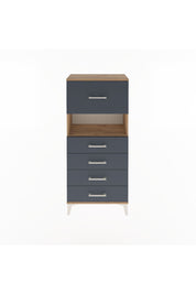 Arges Dolap Tek Raflı 5 Çekmeceli 60x30x134 Çam-Antrasit