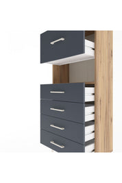 Arges Dolap Tek Raflı 5 Çekmeceli 60x30x134 Çam-Antrasit