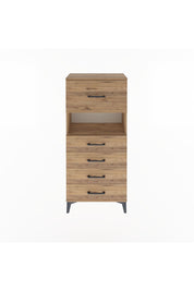 Arges Dolap Tek Raflı 5 Çekmeceli 60x30x134 Çam-Çam