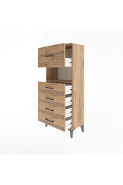 Arges Dolap Tek Raflı 5 Çekmeceli 60x30x134 Çam-Çam