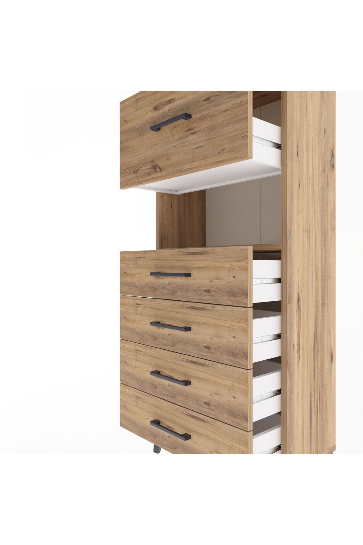 Arges Dolap Tek Raflı 5 Çekmeceli 60x30x134 Çam-Çam