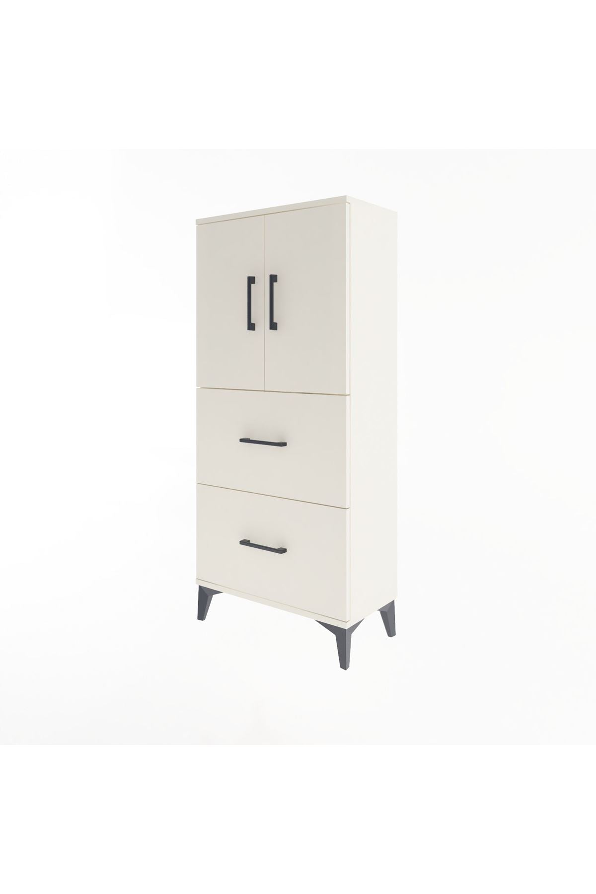 Arges Dolap Tek Raflı 2 Çekmeceli 2 Kapaklı 60x30x134 Aytaşı-Aytaşı