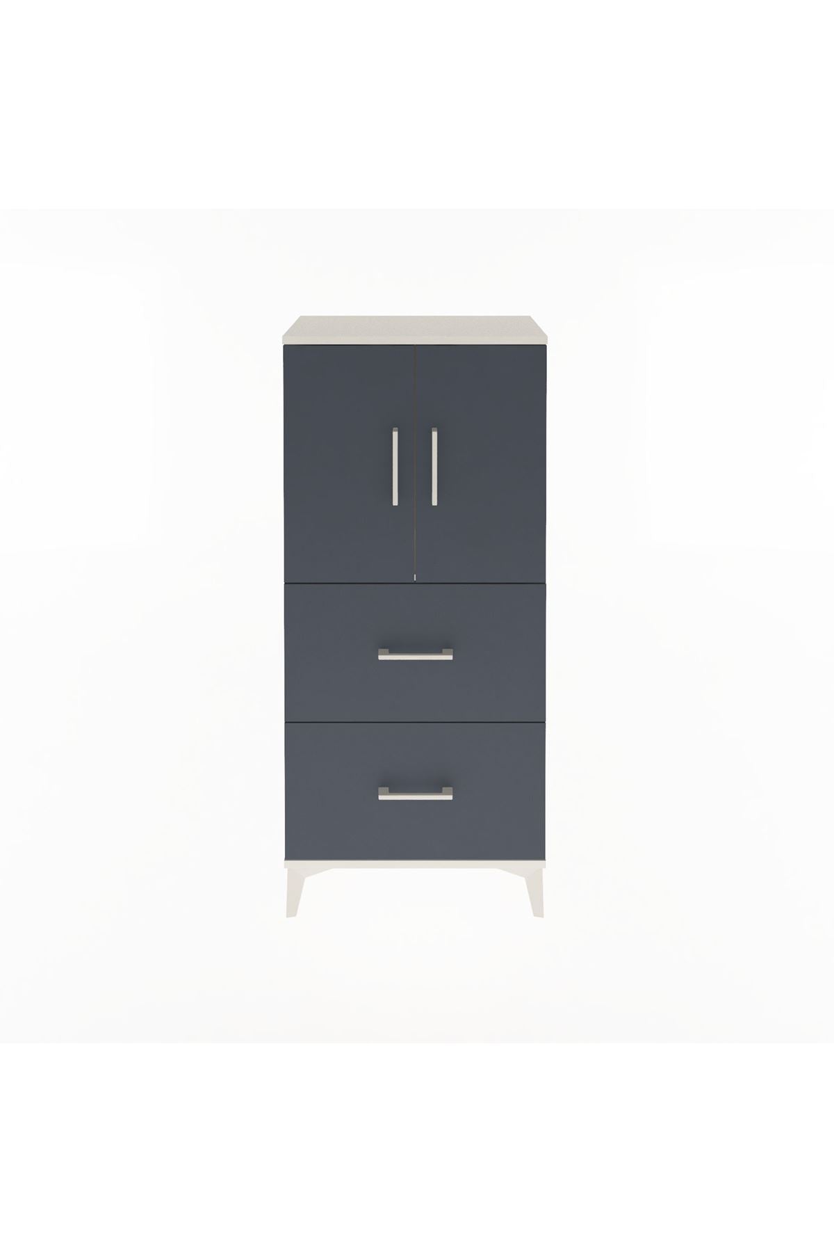 Arges Dolap Tek Raflı 2 Çekmeceli 2 Kapaklı 60x30x134 Aytaşı-Antrasit