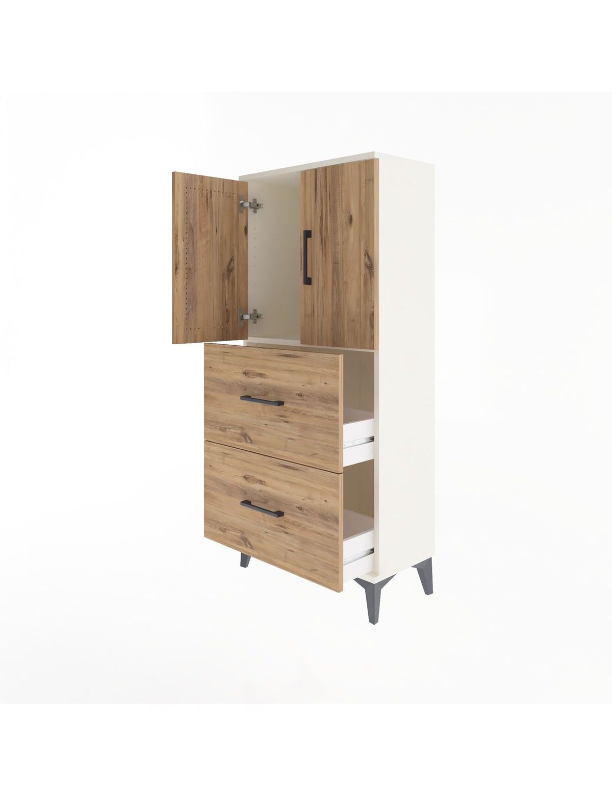 Arges Dolap Tek Raflı 2 Çekmeceli 2 Kapaklı 60x30x134 - S17M097V3A