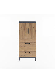 Arges Dolap Tek Raflı 2 Çekmeceli 2 Kapaklı 60x30x134 Antrasit-Çam