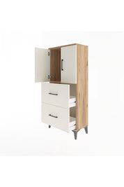 Arges Dolap Tek Raflı 2 Çekmeceli 2 Kapaklı 60x30x134 Çam-Aytaşı