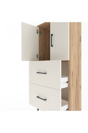 Arges Dolap Tek Raflı 2 Çekmeceli 2 Kapaklı 60x30x134 Çam-Aytaşı