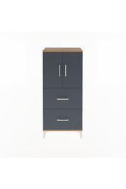 Arges Dolap Tek Raflı 2 Çekmeceli 2 Kapaklı 60x30x134 Çam-Antrasit