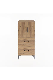 Arges Dolap Tek Raflı 2 Çekmeceli 2 Kapaklı 60x30x134 Çam-Çam