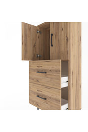 Arges Dolap Tek Raflı 2 Çekmeceli 2 Kapaklı 60x30x134 Çam-Çam