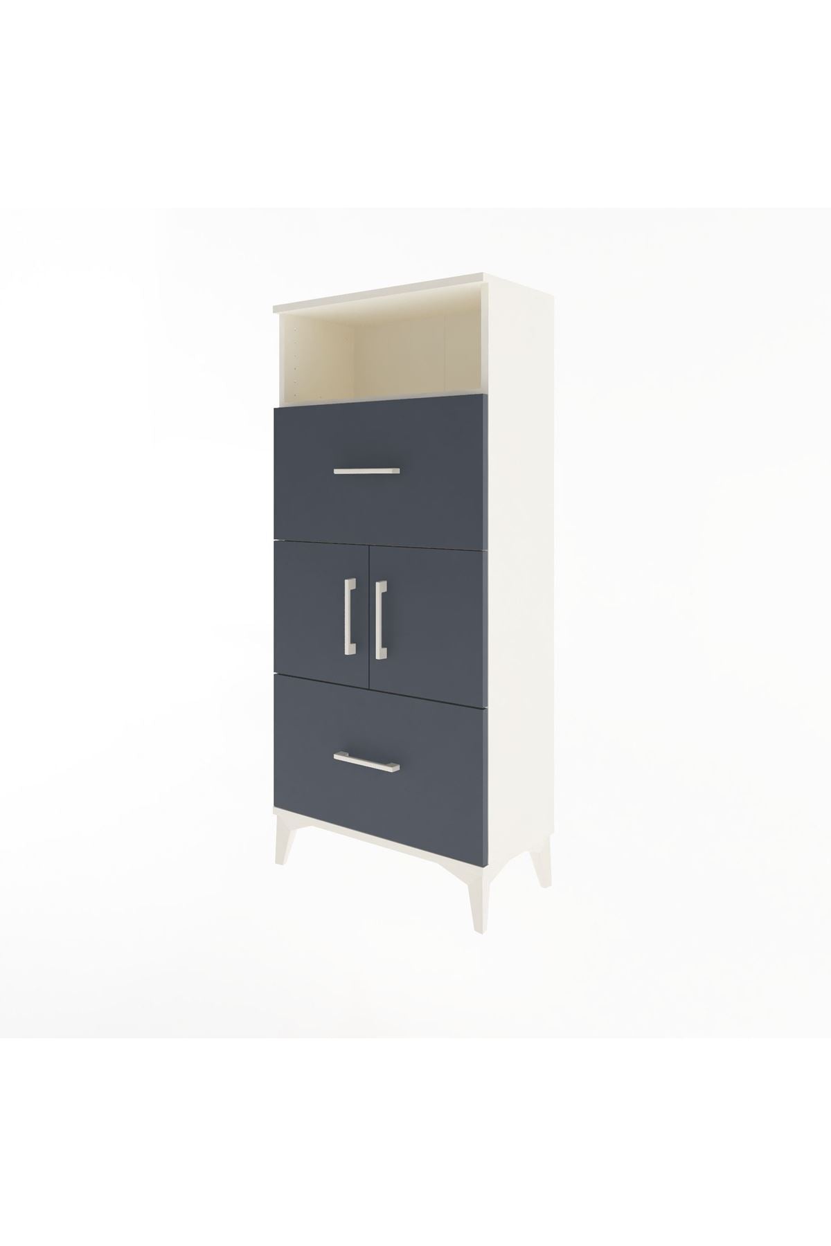 Arges Dolap 2 Raflı 2 Çekmeceli 2 Kapaklı 60x30x134 Aytaşı-Antrasit
