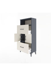 Arges Dolap 2 Raflı 2 Çekmeceli 2 Kapaklı 60x30x134 Antrasit-Aytaşı