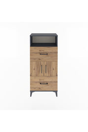Arges Dolap 2 Raflı 2 Çekmeceli 2 Kapaklı 60x30x134 Antrasit-Çam