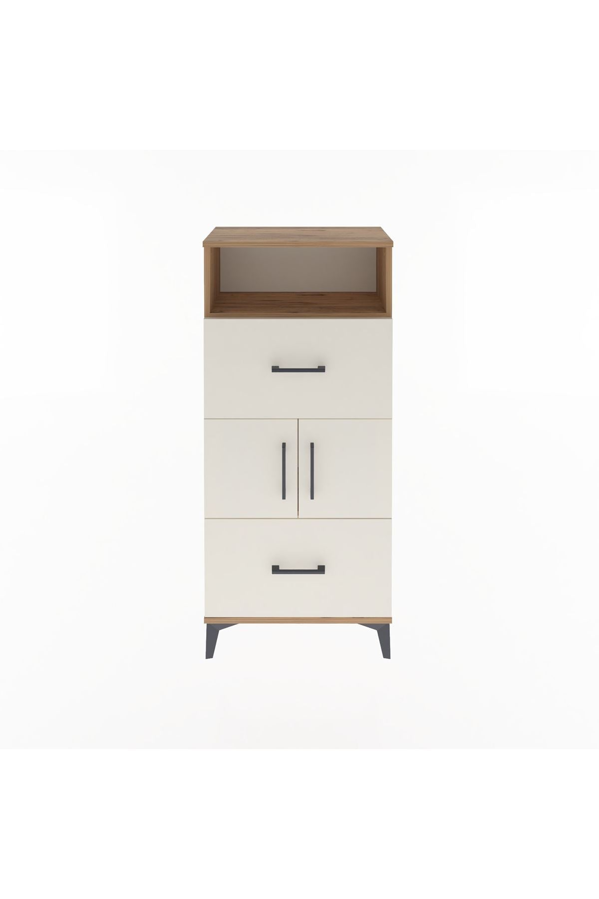 Arges Dolap 2 Raflı 2 Çekmeceli 2 Kapaklı 60x30x134 Çam-Aytaşı