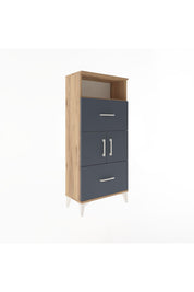 Arges Dolap 2 Raflı 2 Çekmeceli 2 Kapaklı 60x30x134 Çam-Antrasit