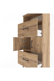 Arges Dolap 2 Raflı 2 Çekmeceli 2 Kapaklı 60x30x134 Çam-Çam