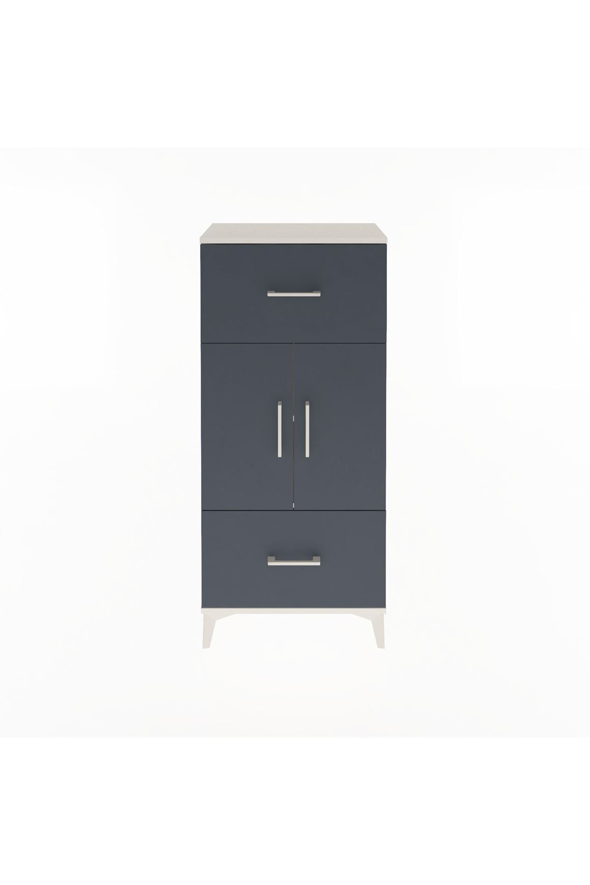 Arges Dolap 2 Raflı 2 Çekmeceli 2 Kapaklı 60x30x134 Aytaşı-Antrasit