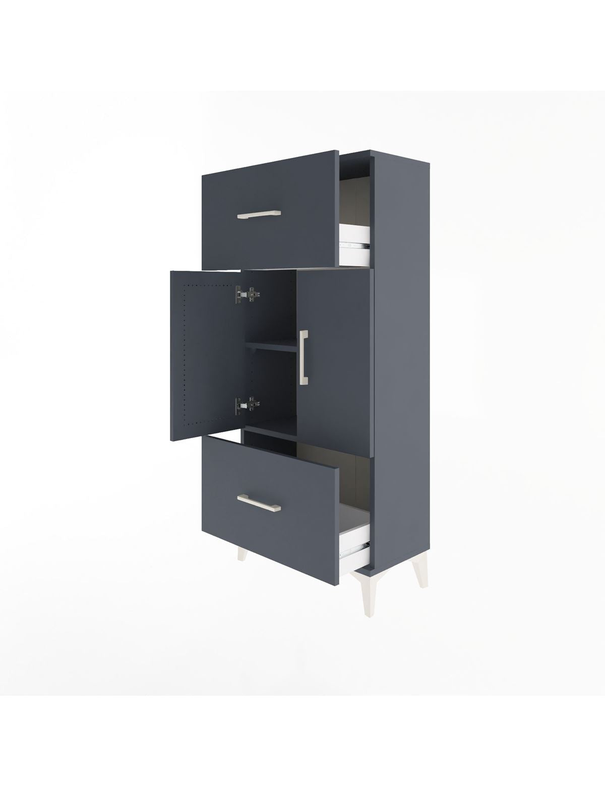 Arges Dolap 2 Raflı 2 Çekmeceli 2 Kapaklı 60x30x134 - S17M099V5A