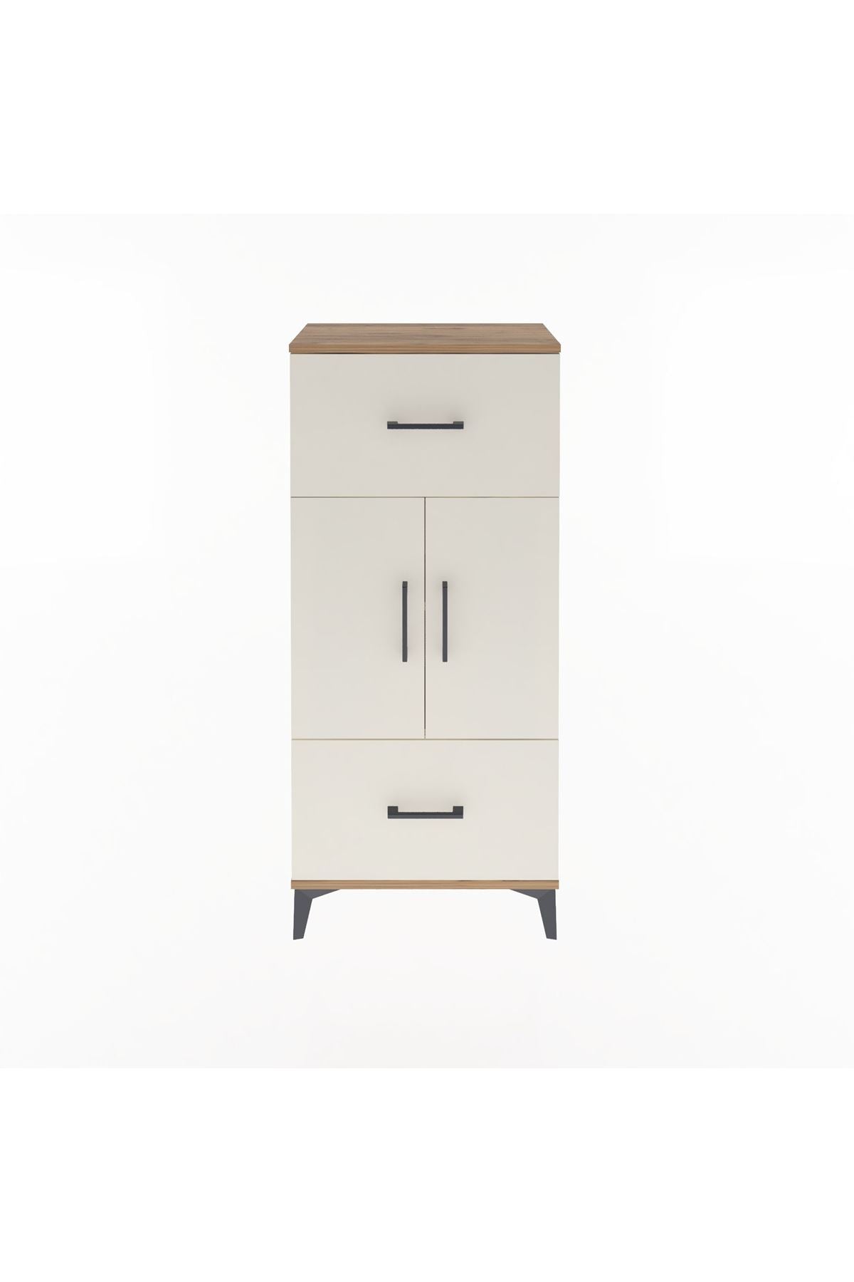 Arges Dolap 2 Raflı 2 Çekmeceli 2 Kapaklı 60x30x134 Çam-Aytaşı