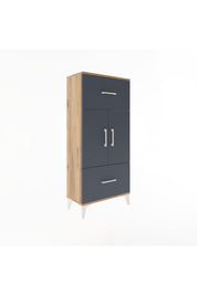 Arges Dolap 2 Raflı 2 Çekmeceli 2 Kapaklı 60x30x134 Çam-Antrasit