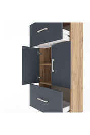 Arges Dolap 2 Raflı 2 Çekmeceli 2 Kapaklı 60x30x134 Çam-Antrasit