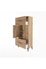 Arges Dolap 2 Raflı 2 Çekmeceli 2 Kapaklı 60x30x134 Çam-Çam