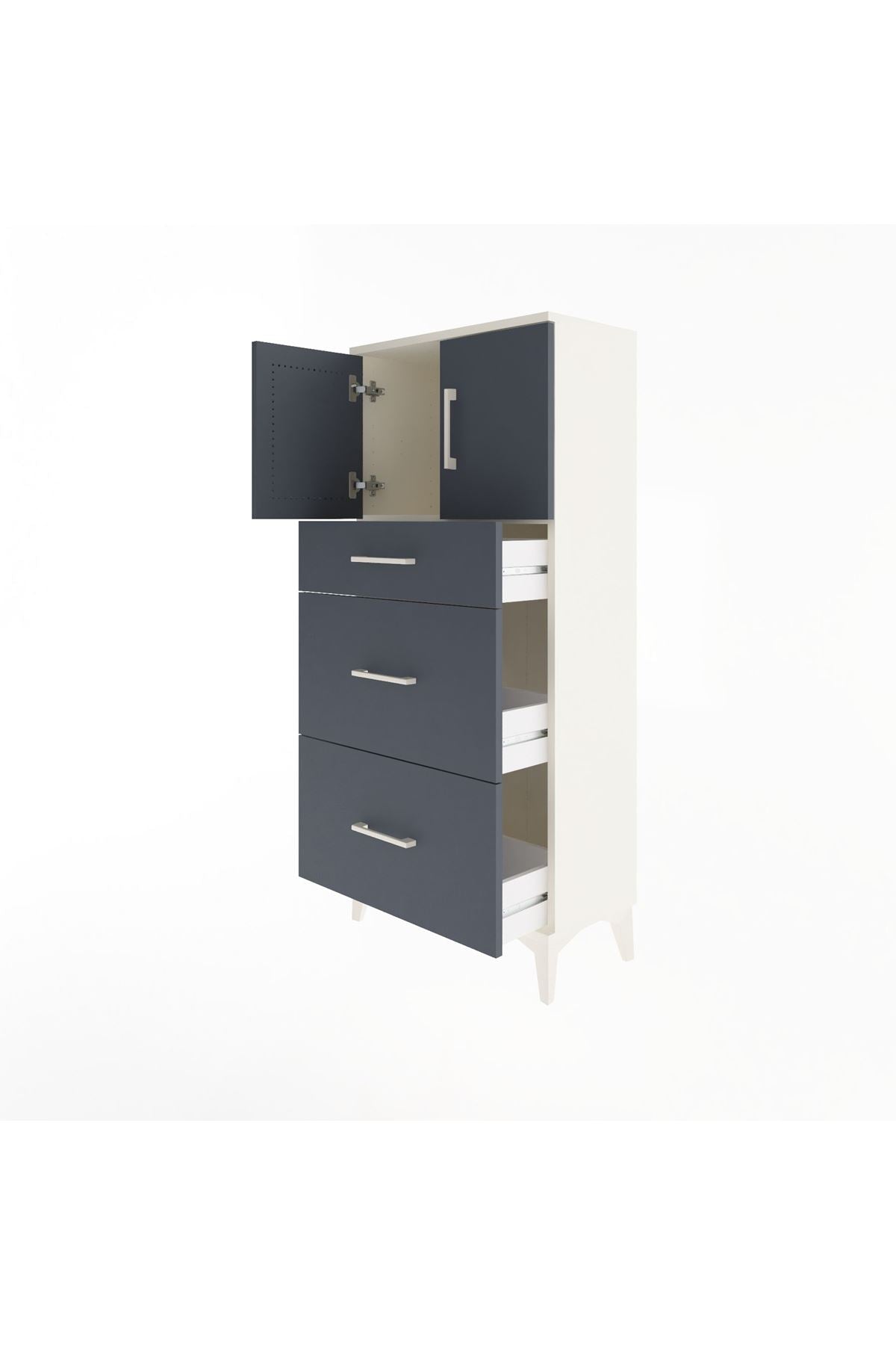 Arges Dolap Tek Raflı 3 Çekmeceli 2 Kapaklı 60x30x134 Aytaşı-Antrasit