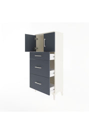 Arges Dolap Tek Raflı 3 Çekmeceli 2 Kapaklı 60x30x134 Aytaşı-Antrasit