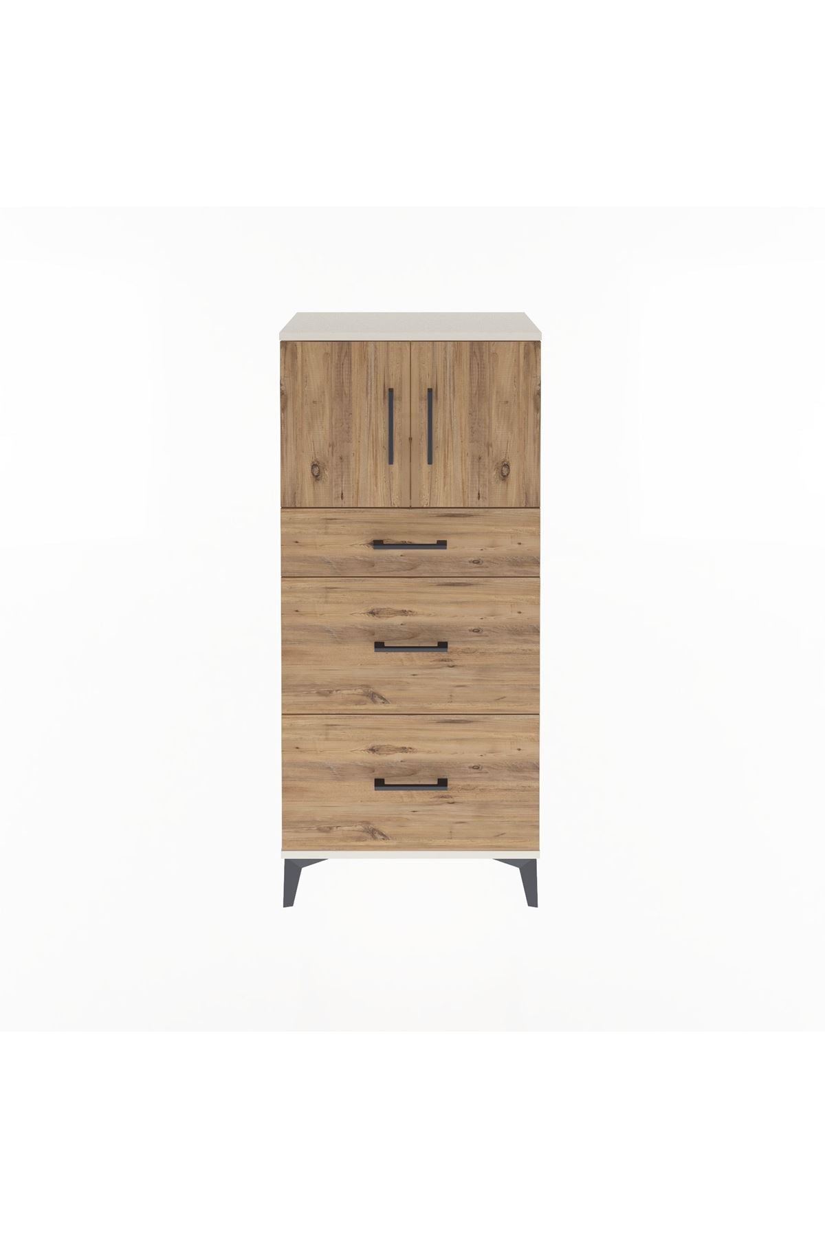 Arges Dolap Tek Raflı 3 Çekmeceli 2 Kapaklı 60x30x134 Aytaşı-Çam