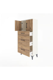 Arges Dolap Tek Raflı 3 Çekmeceli 2 Kapaklı 60x30x134 Aytaşı-Çam