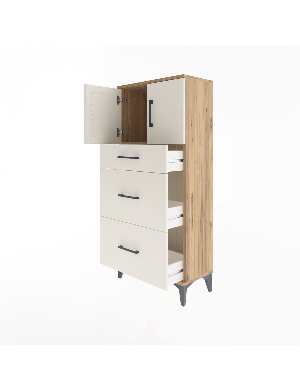 Arges Dolap Tek Raflı 3 Çekmeceli 2 Kapaklı 60x30x134 - S17M100V7A