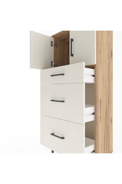 Arges Dolap Tek Raflı 3 Çekmeceli 2 Kapaklı 60x30x134 Çam-Aytaşı