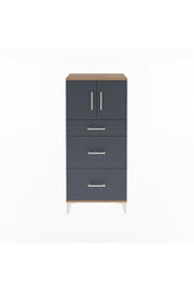 Arges Dolap Tek Raflı 3 Çekmeceli 2 Kapaklı 60x30x134 Çam-Antrasit