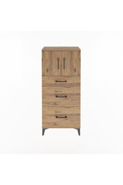 Arges Dolap Tek Raflı 3 Çekmeceli 2 Kapaklı 60x30x134 Çam-Çam