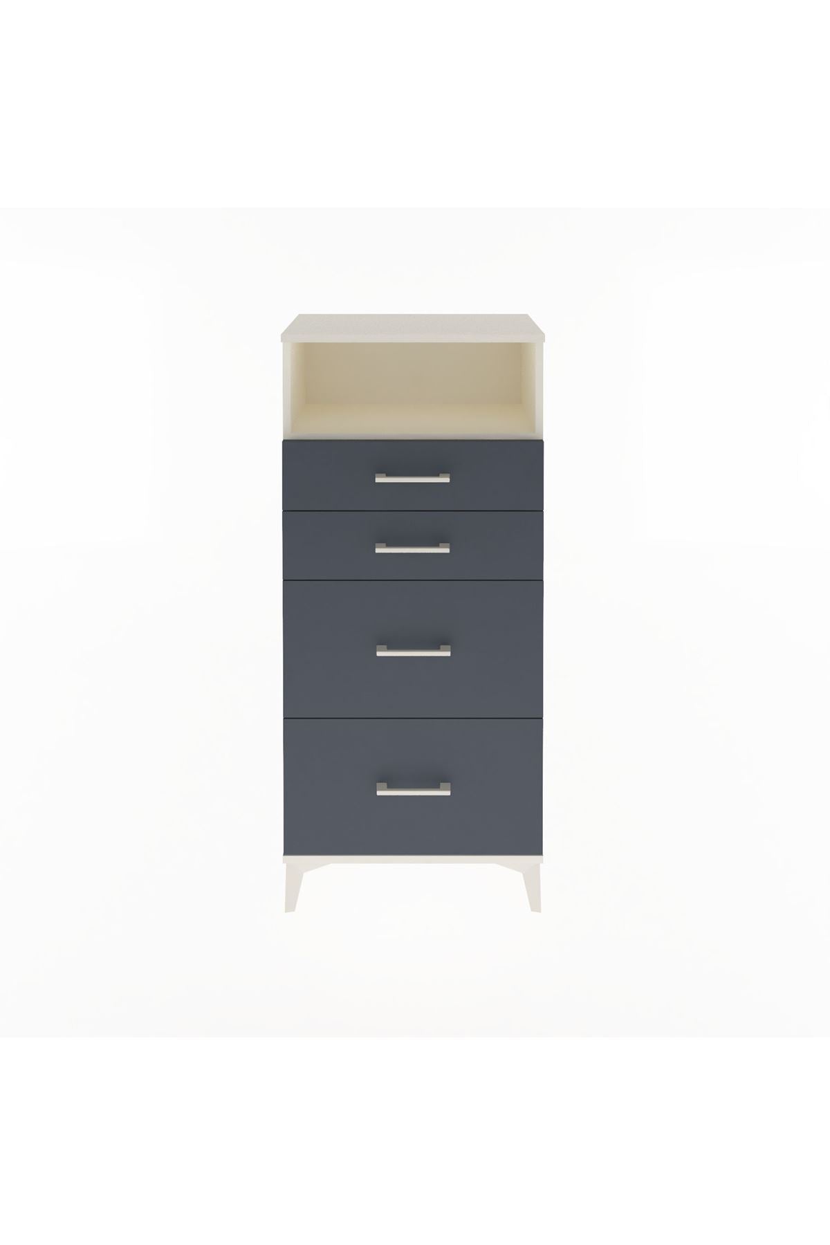 Arges Dolap Tek Raflı 4 Çekmeceli 60x30x134 Aytaşı-Antrasit