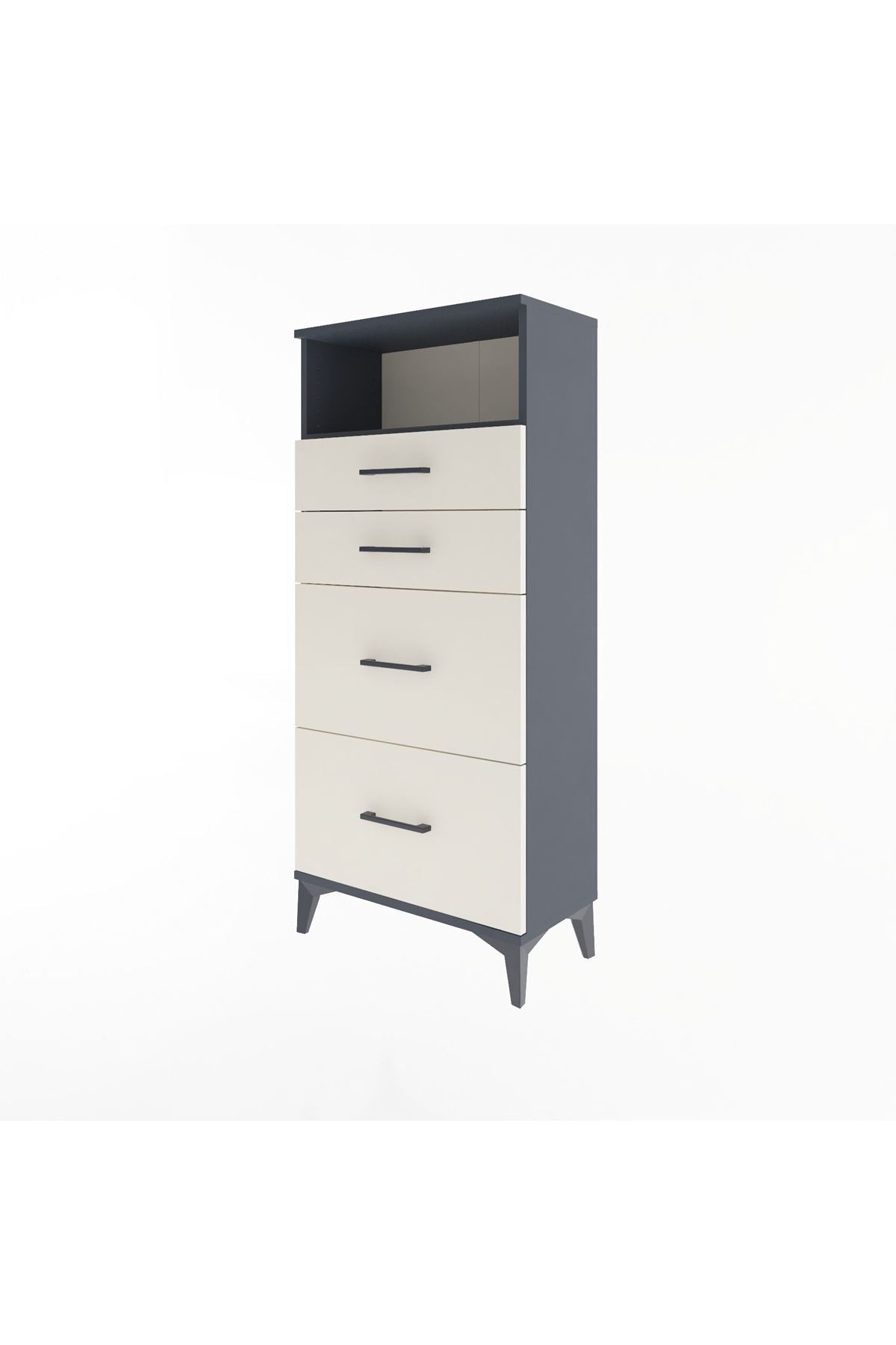 Arges Dolap Tek Raflı 4 Çekmeceli 60x30x134 Antrasit-Aytaşı