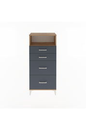 Arges Dolap Tek Raflı 4 Çekmeceli 60x30x134 Çam-Antrasit