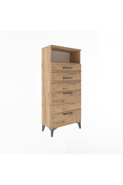 Arges Dolap Tek Raflı 4 Çekmeceli 60x30x134 Çam-Çam